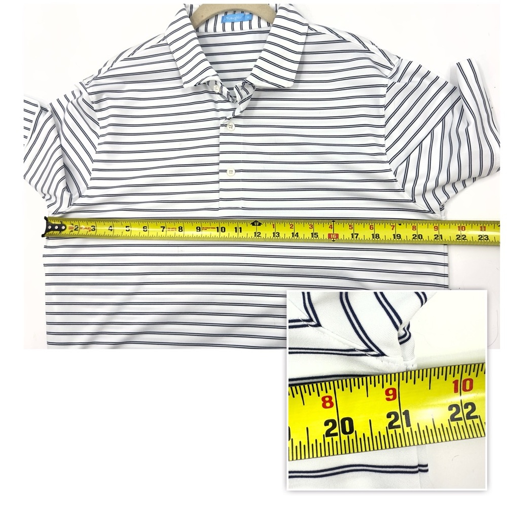J McLaughlin Mens Polo Shirt Size Medium Striped Performance Golf Vacation Beach - Picture 6 of 8